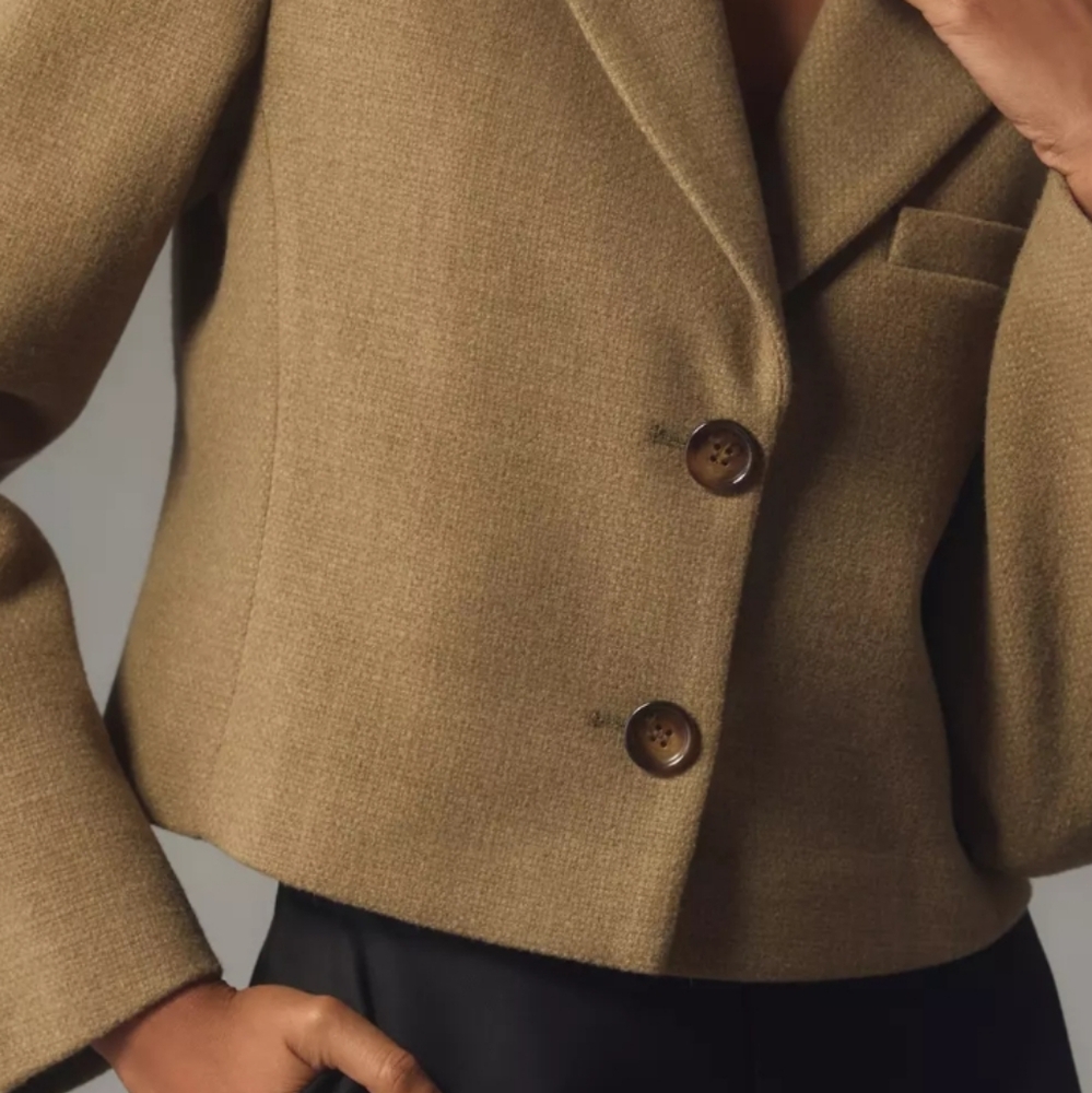 Anthropologie Jacket, Size 10, Tan, Soft Tweedy Knit Blazer, Lined, Like NEW! - Picture 12 of 16